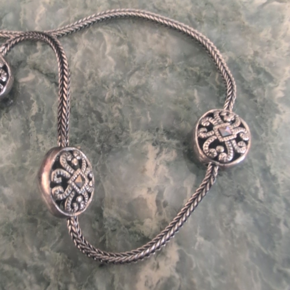Marcasite Filigree Station Necklace, Vintage